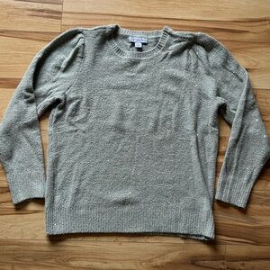 Liz Claiborne Women's Sequin Gray Crewneck Sweater